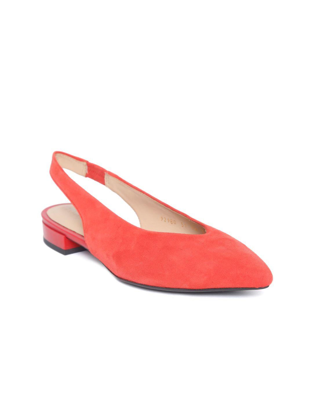 geox women coral red solid suede flats