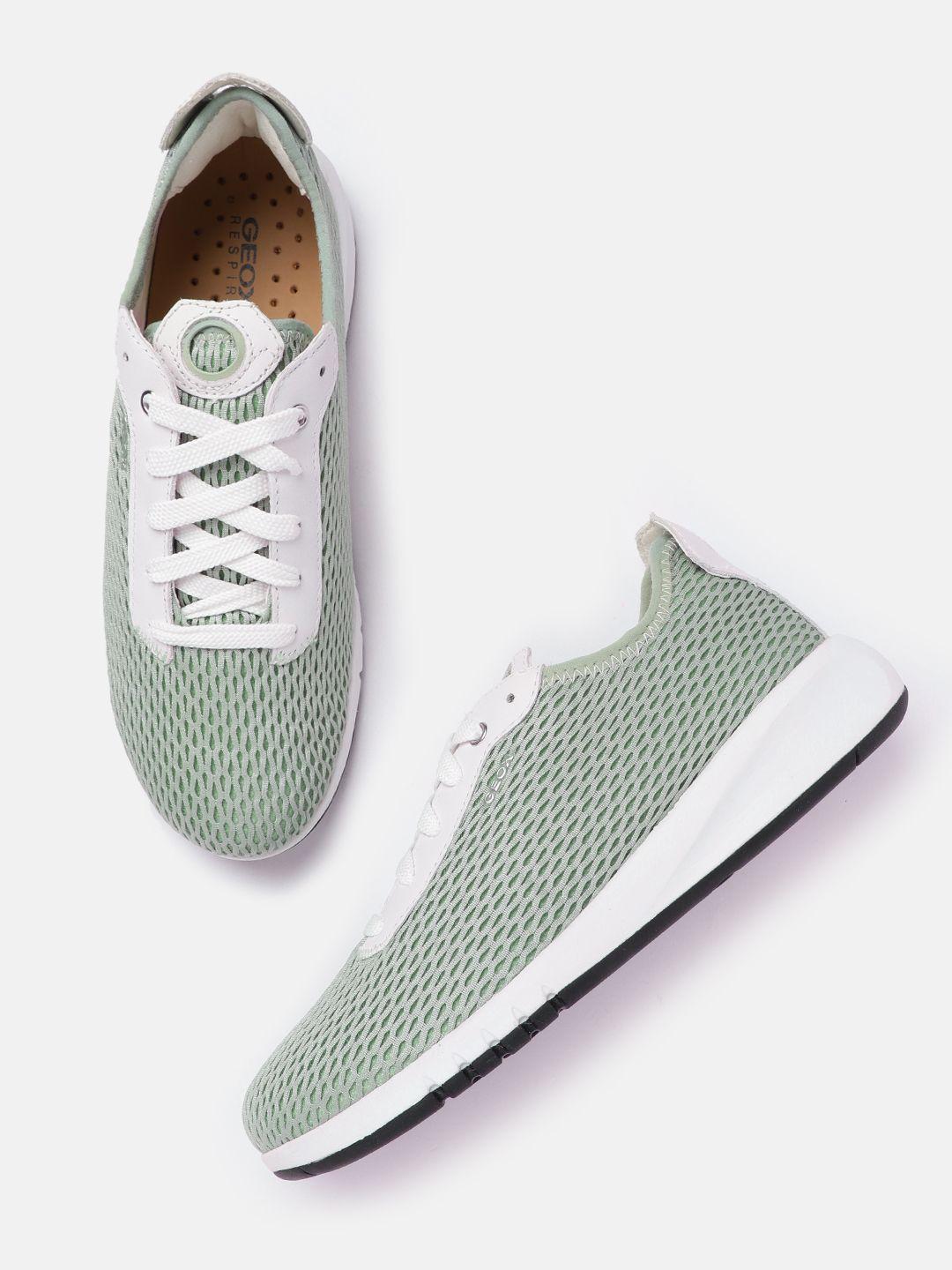 geox women green woven design sneakers