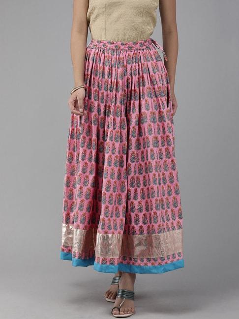 geroo jaipur pink printed skirt