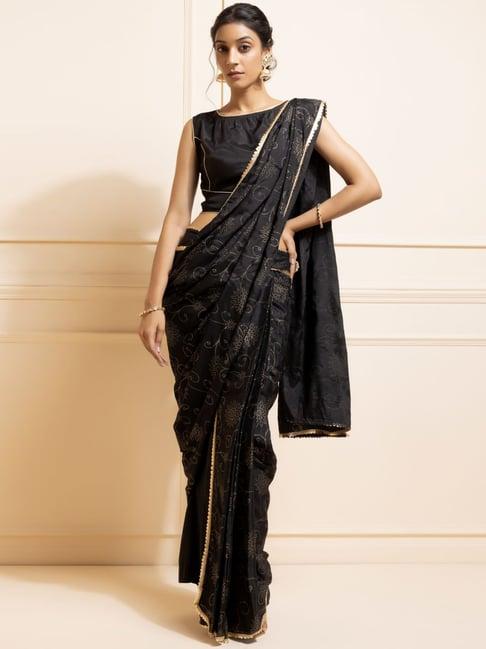 geroo jaipur black embellished ready to wear saree