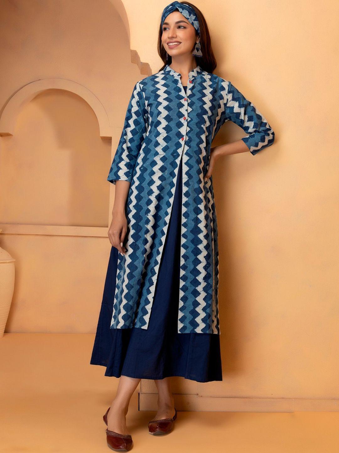 geroo jaipur blue a-line maxi dress