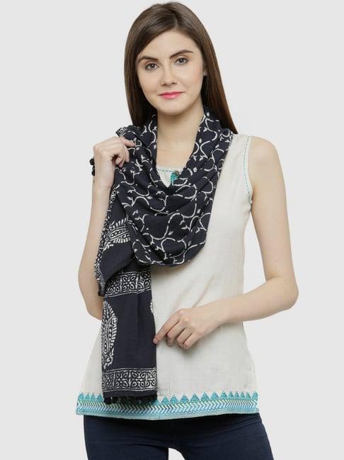 geroo jaipur blue printed stole