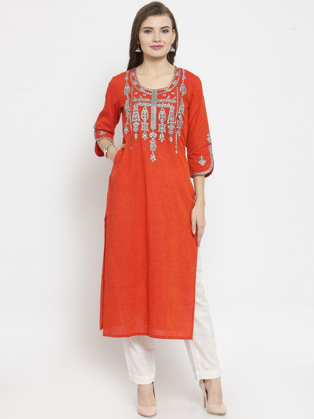 geroo jaipur embroidered straight kurta