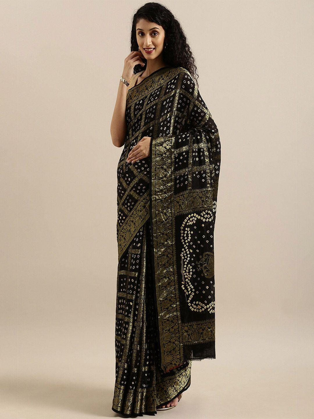 geroo jaipur ethnic motif woven design zari bandhani saree