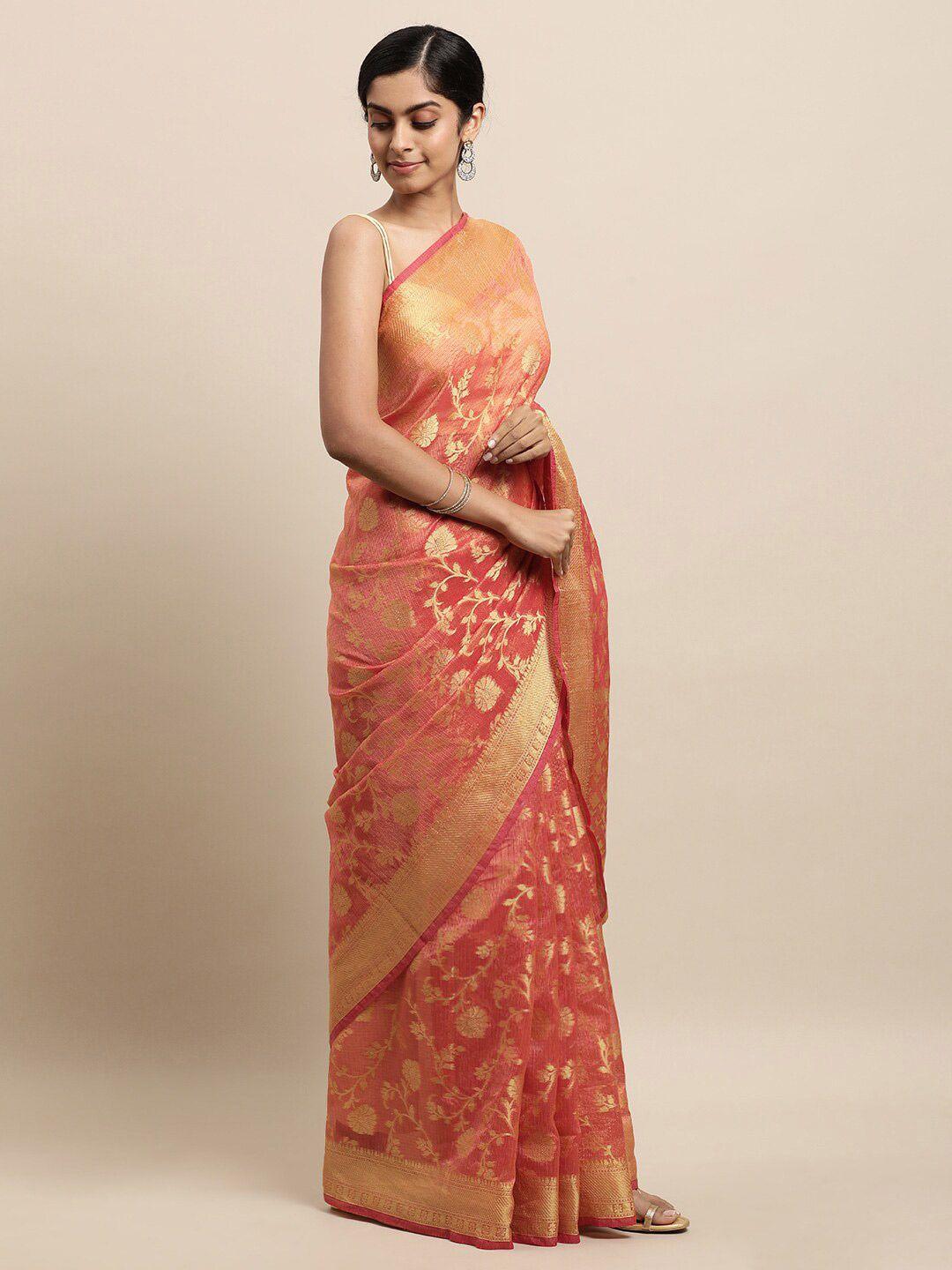 geroo jaipur floral woven design zari pure silk kota saree