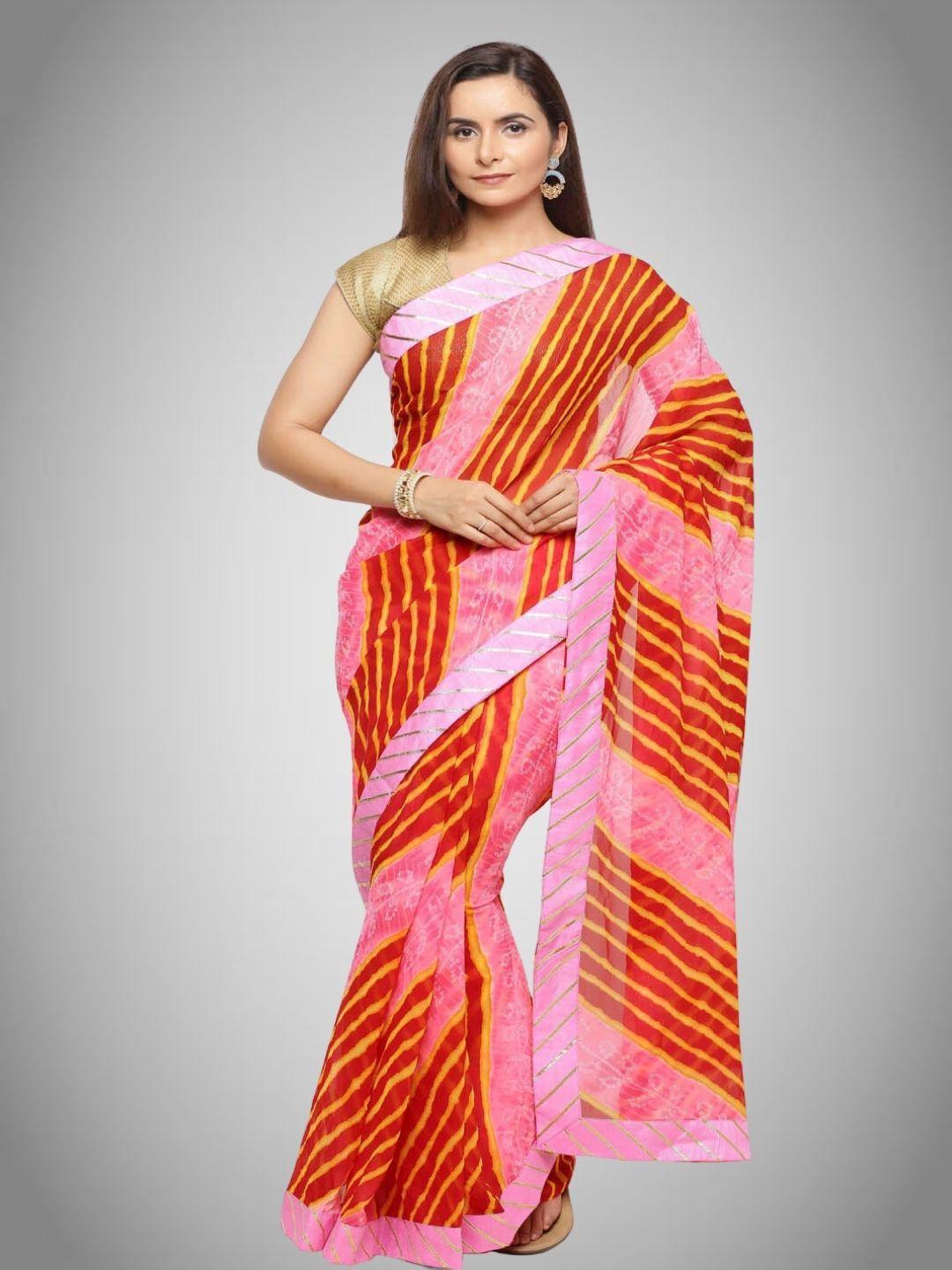 geroo jaipur leheriya printed gotta patti saree