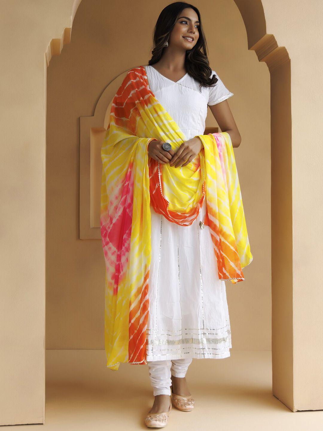 geroo jaipur v neck angrakha style gotta patti kurta & palazzos with dupatta