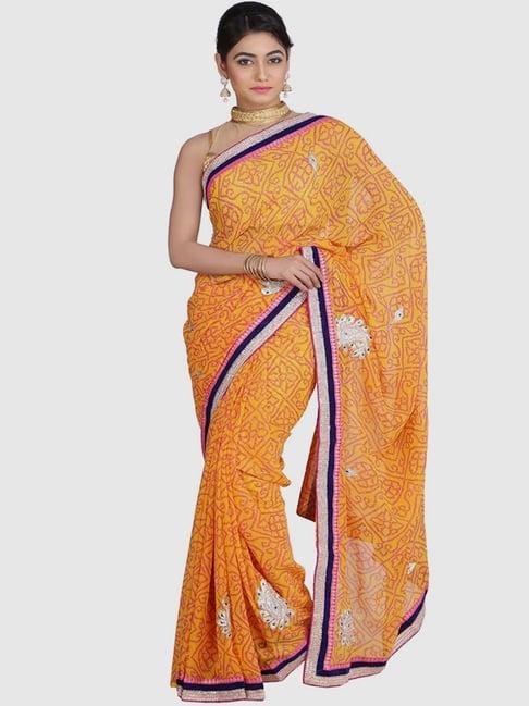geroo jaipur yellow embellished saree with unstitched blouse