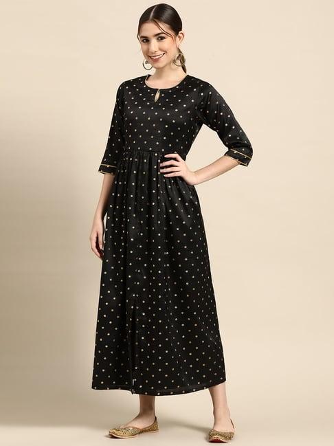 gerua black embroidered maxi dress