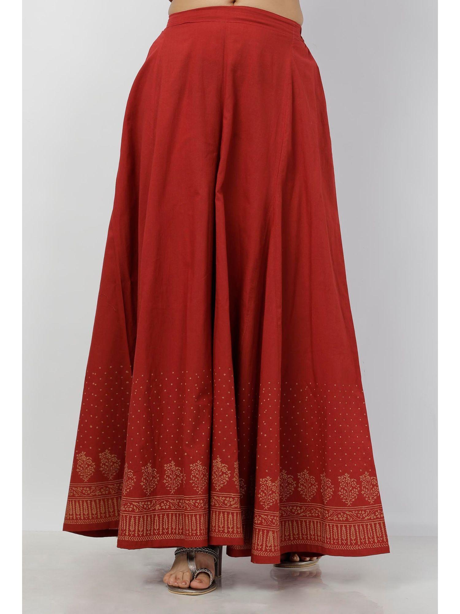 gerua maroon hand-block printed cotton palazzo