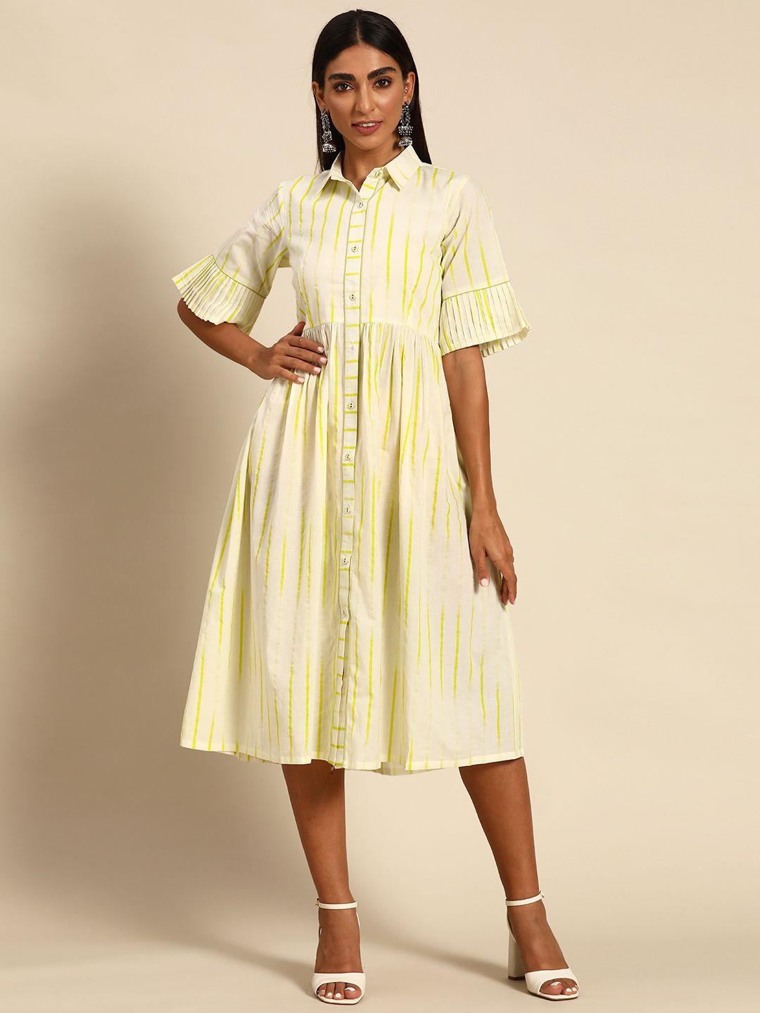 gerua off white & yellow midi dress