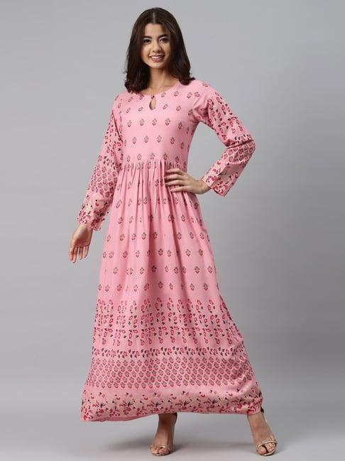 gerua pink printed a-line dress