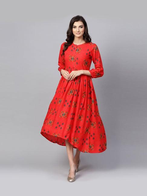 gerua red printed a-line dress