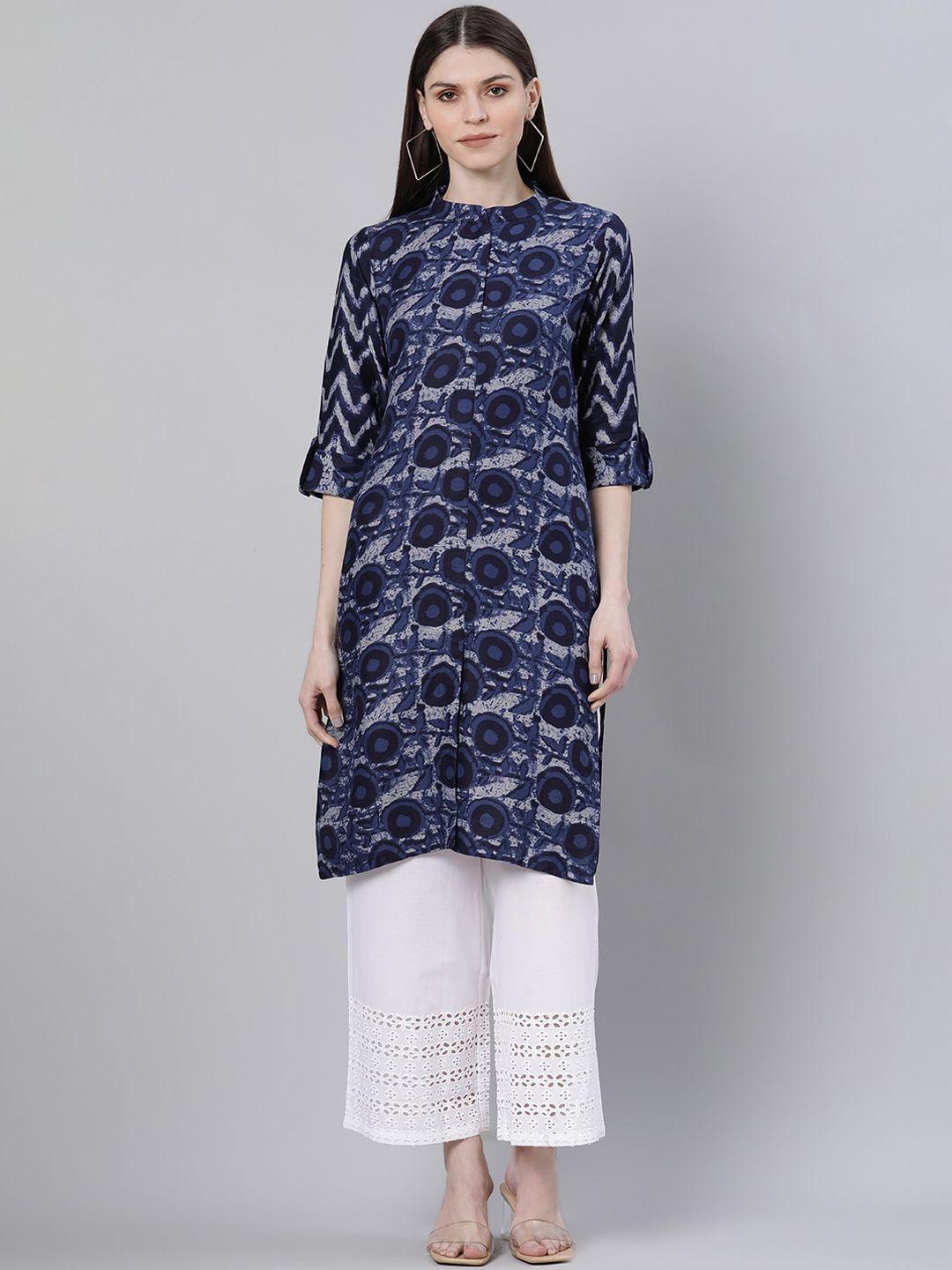 gerua women blue dyed kurta