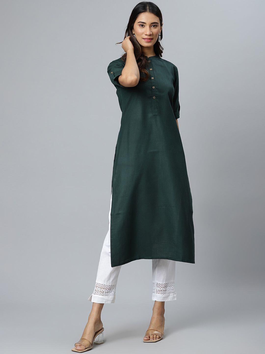 gerua women green pathani kurta