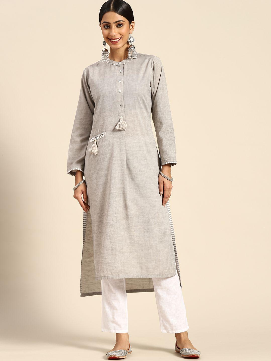 gerua women grey kurta