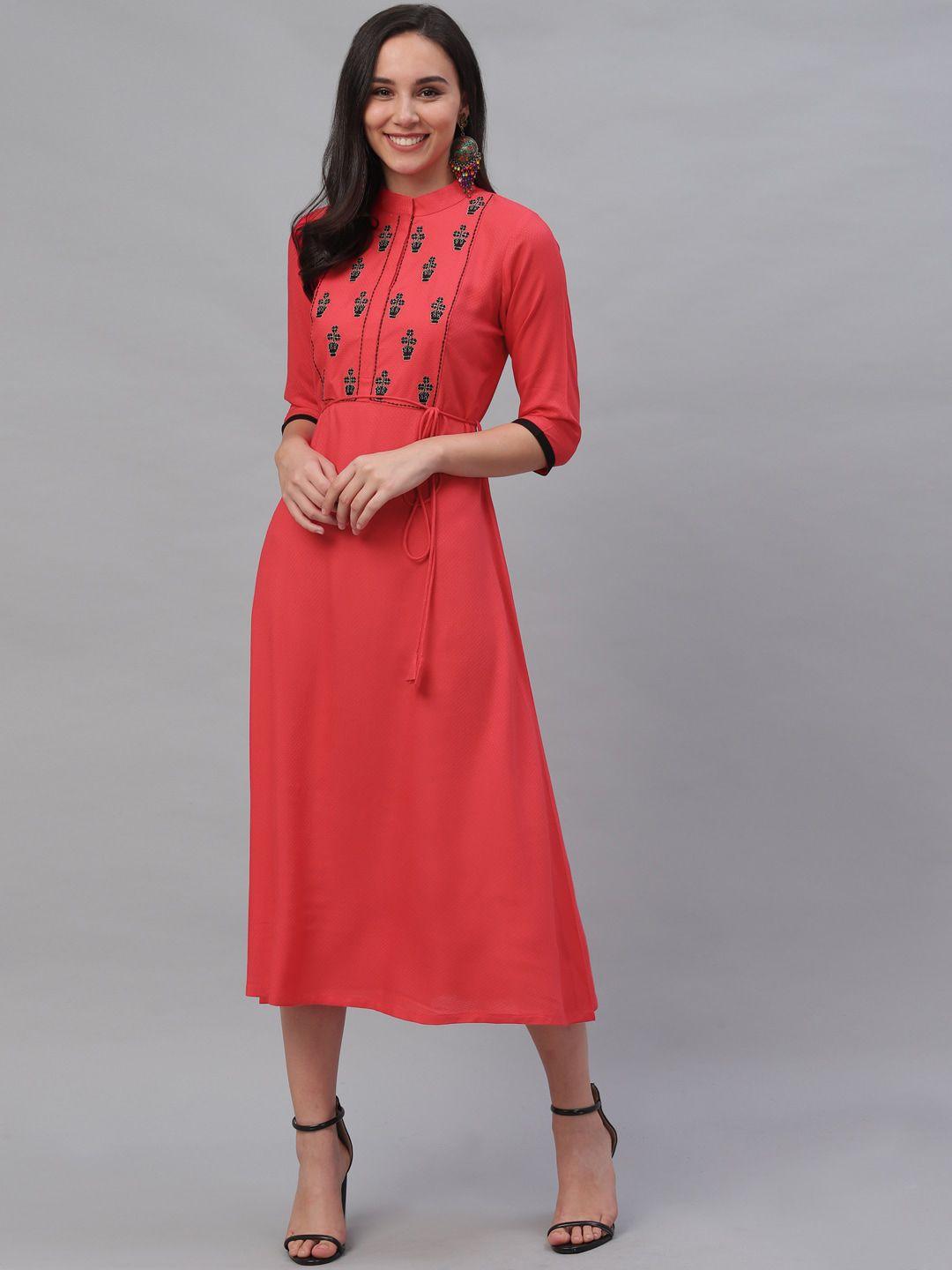 gerua women pink solid a-line dress