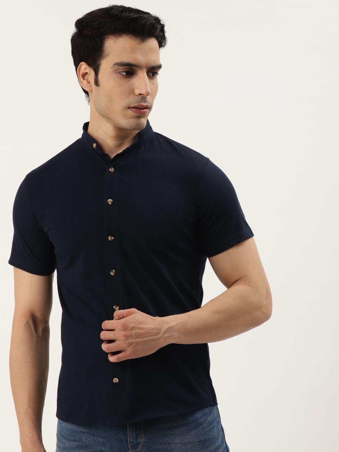 gespo men blue comfort cotton opaque casual shirt