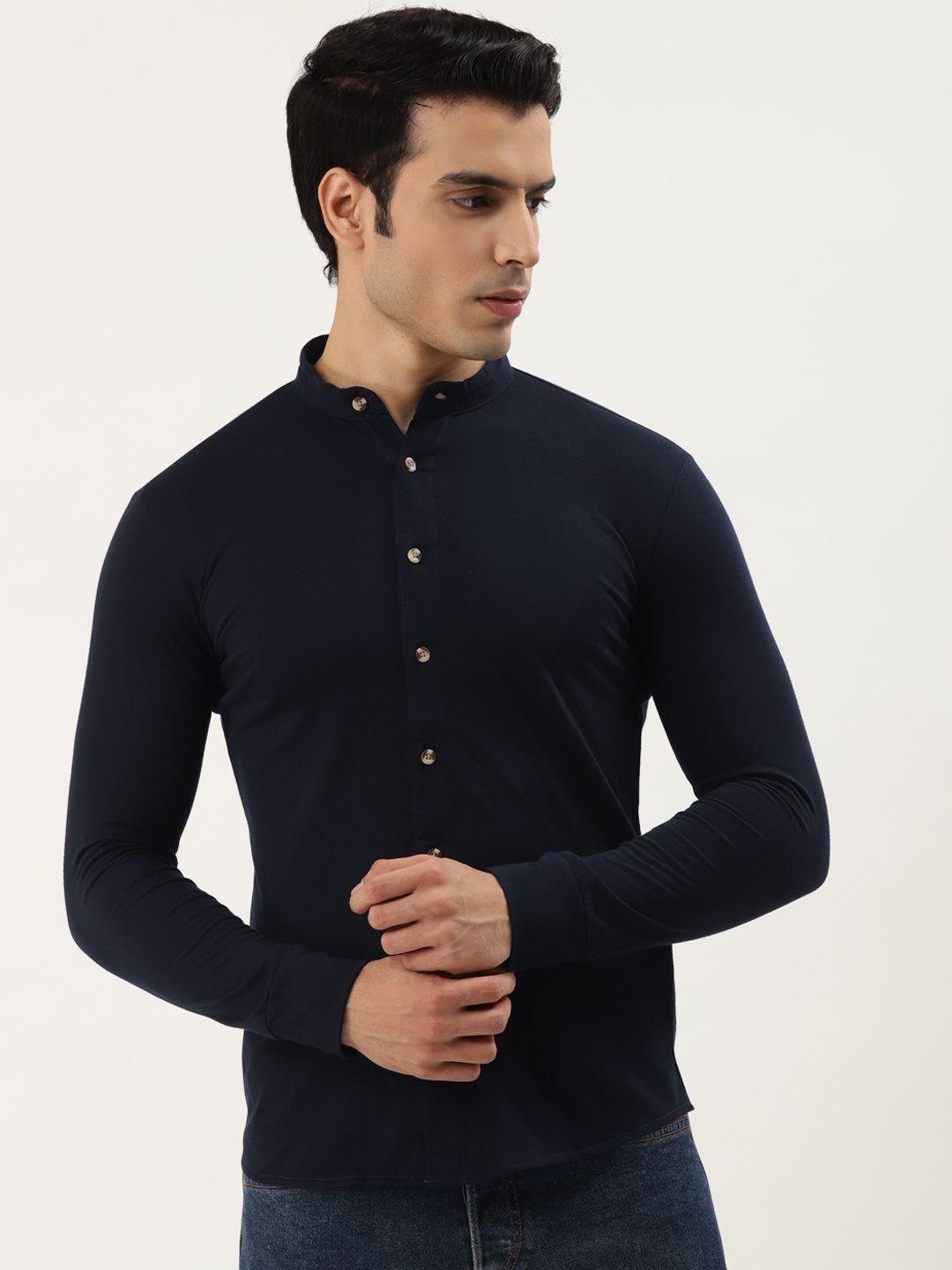 gespo men blue comfort opaque cotton casual shirt