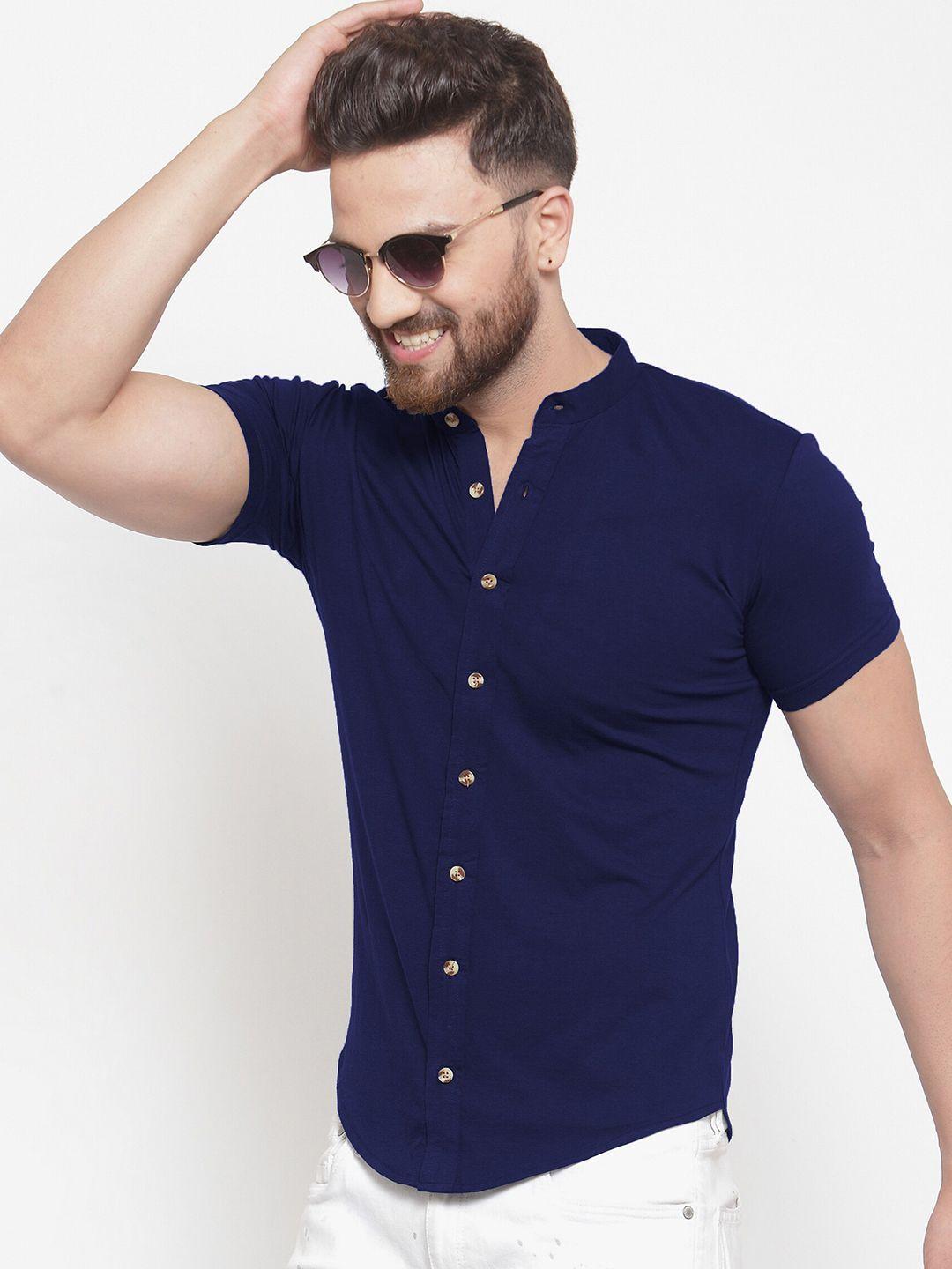 gespo men blue solid casual shirt