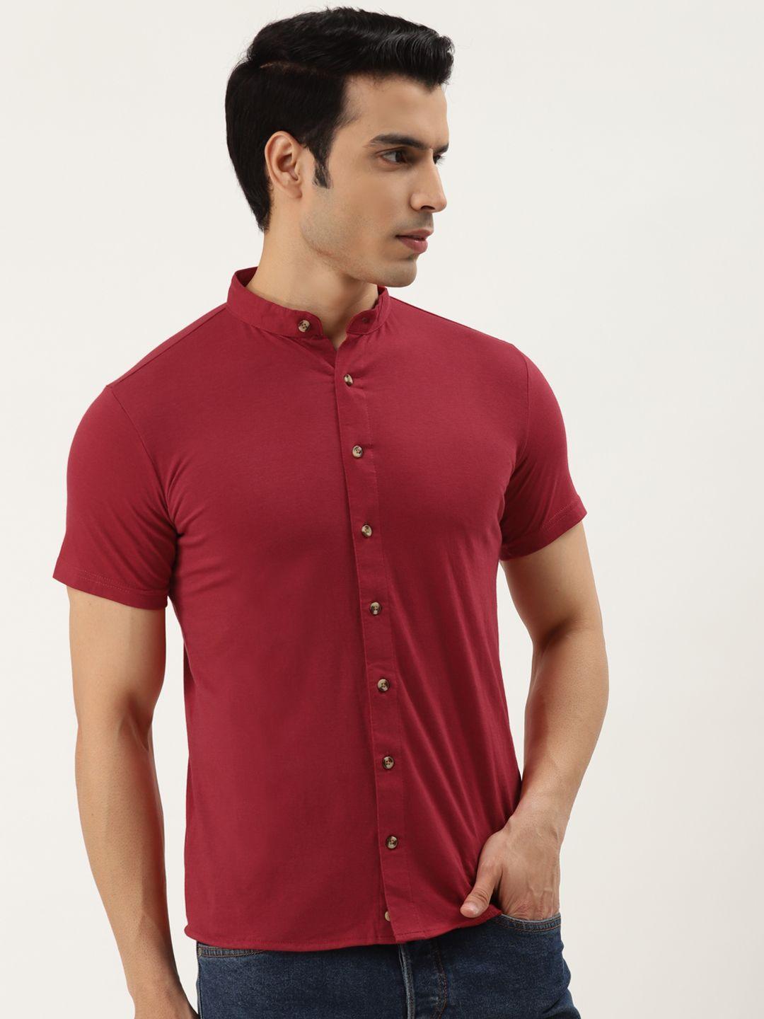 gespo men red comfort cotton opaque casual shirt