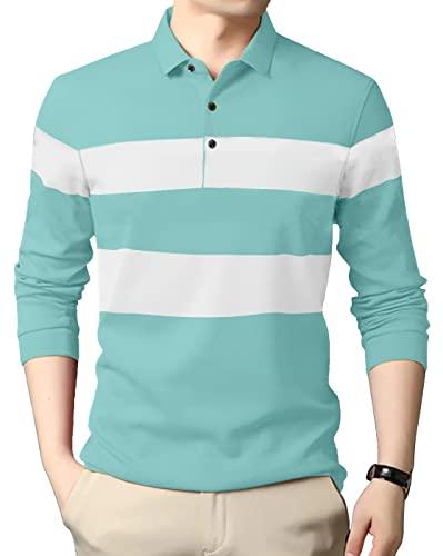 gespo polo full sleeves regular fit t shirts for mens (color-sky blue) (size-large)