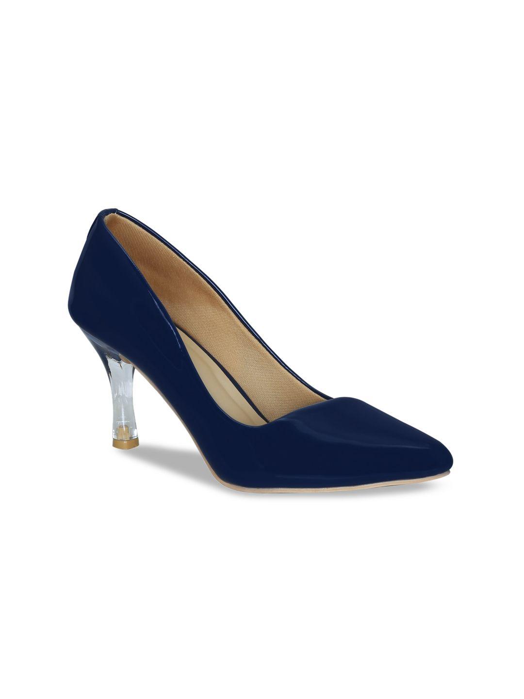 get glamr navy blue slim heeled pumps