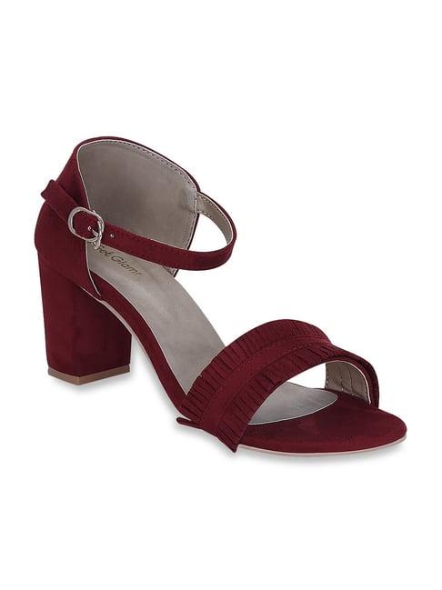 get glamr women's maroon ankle strap sandals