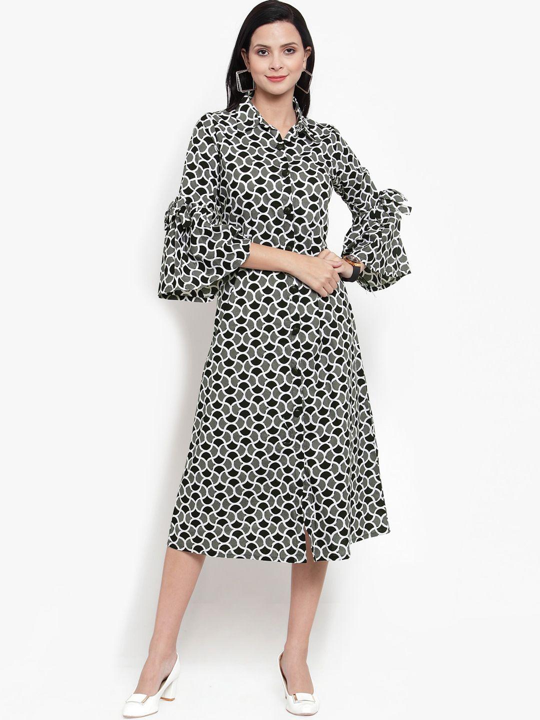 get glamr women grey & black printed shirt dress