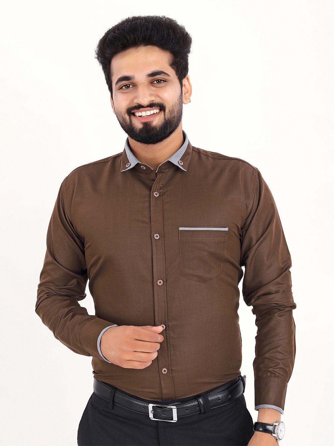 getchi men brown premium formal shirt