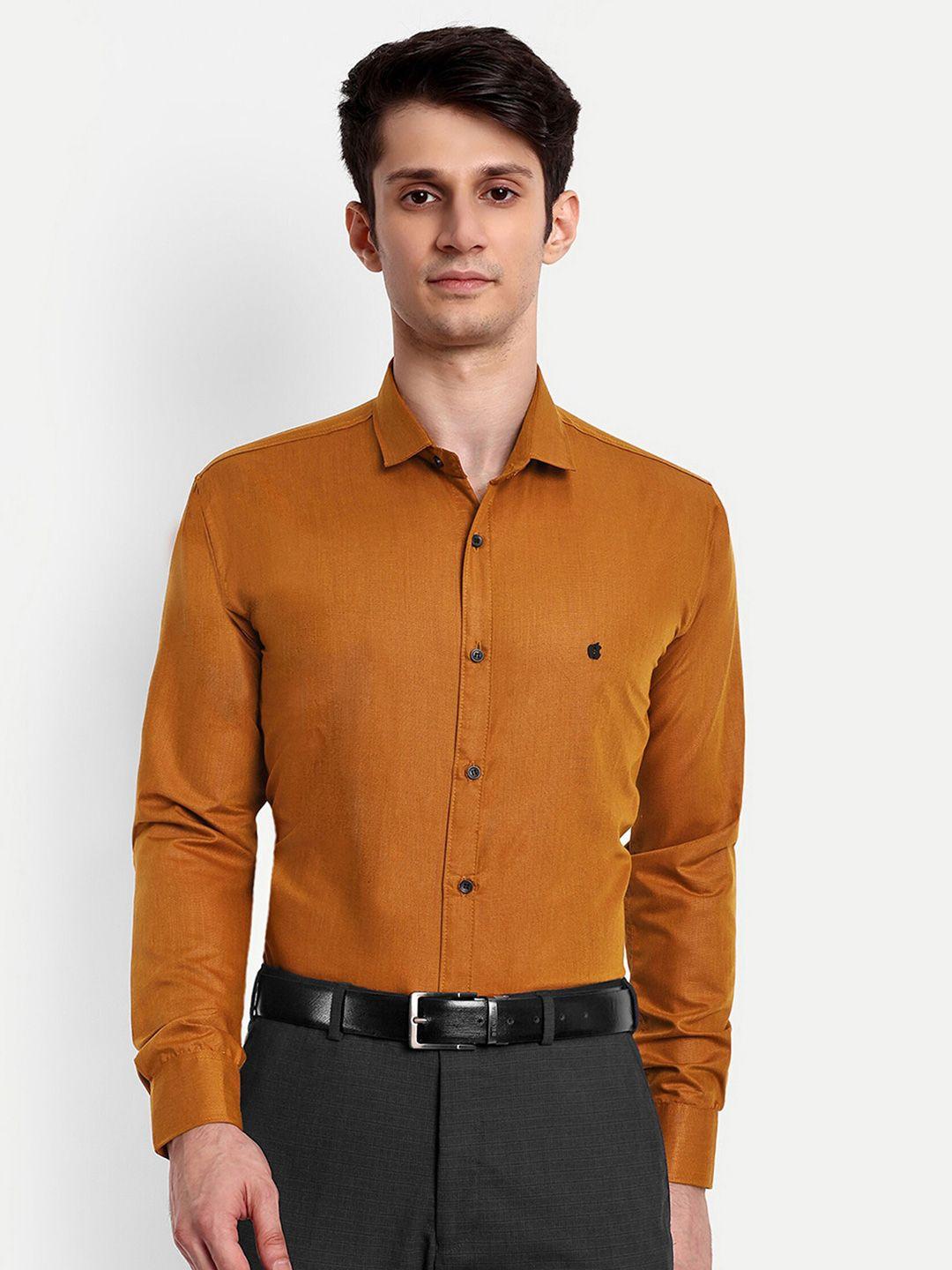 getchi men orange premium opaque formal shirt
