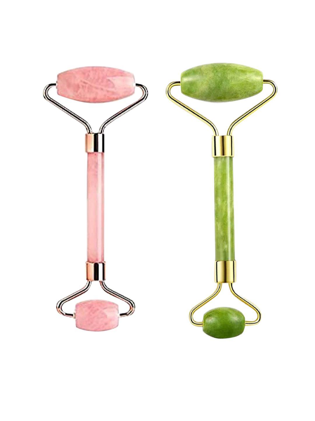 getmecraft jade face roller & rose quartz facial roller set