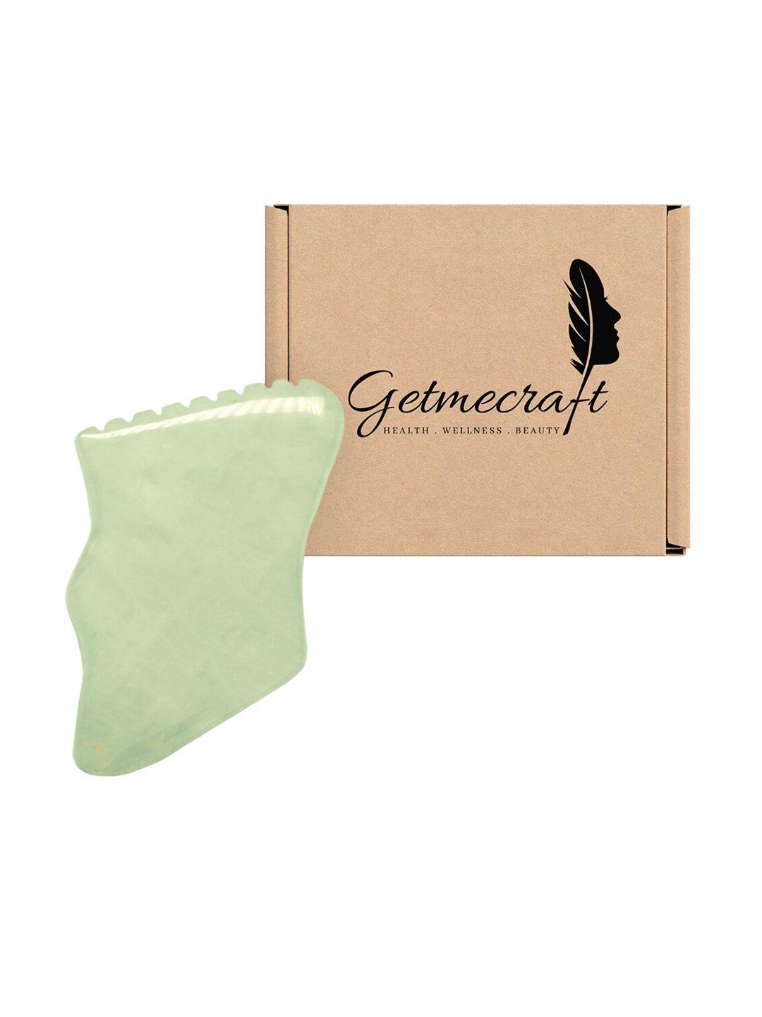 getmecraft jade gua sha facial massage tool with teeth shape sides & ridges - green