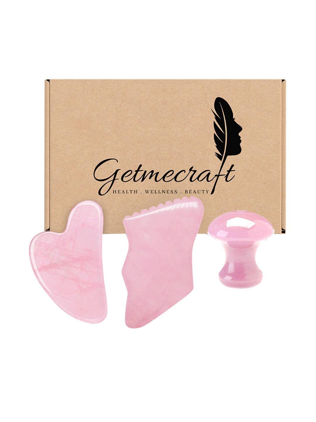 getmecraft rose quartz gua sha - mushroom gua sha & teeth eadge gua sha massage tool set