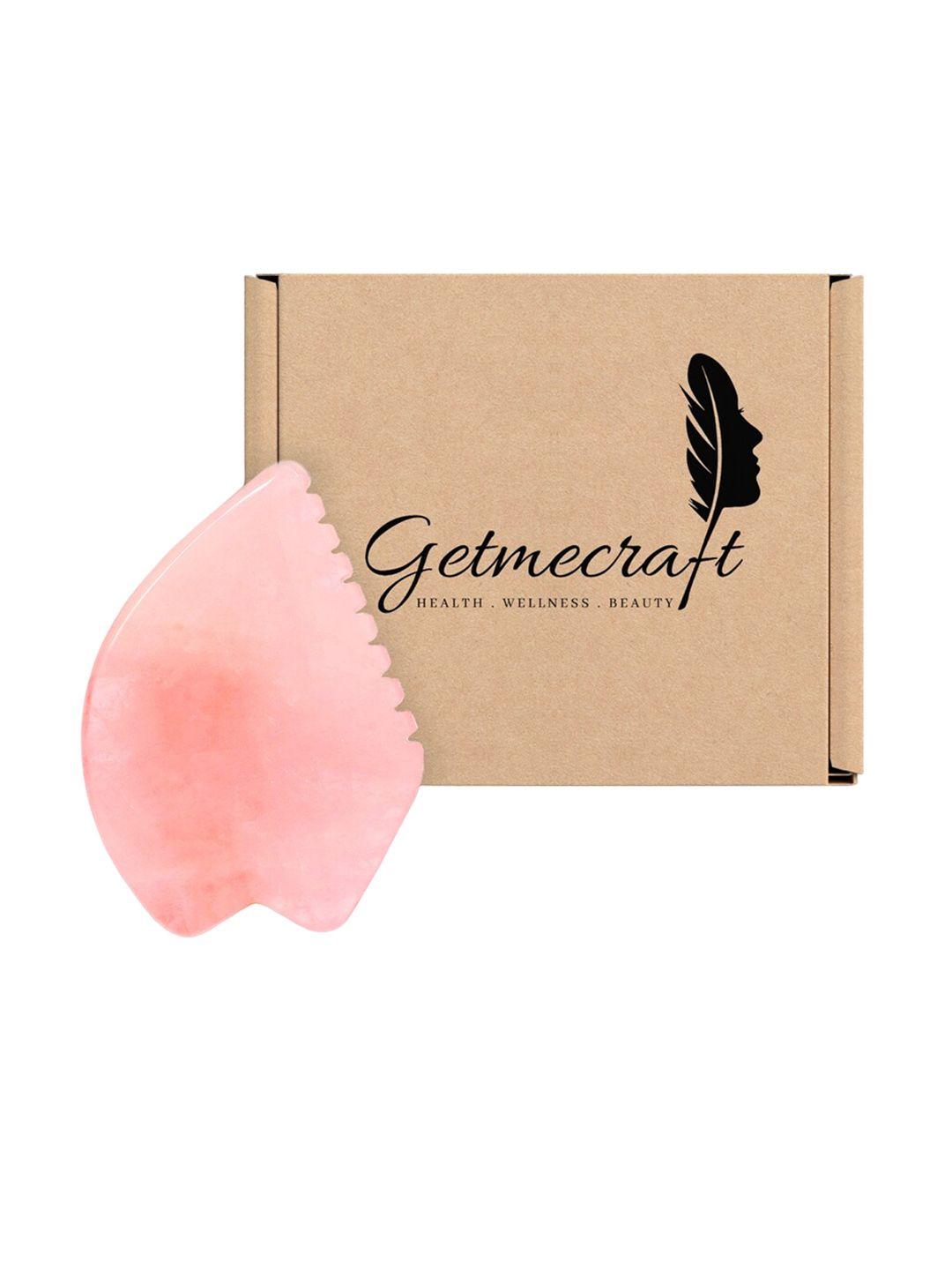 getmecraft rose quartz leaf shape gua sha facial massage tool with teeth shape edges