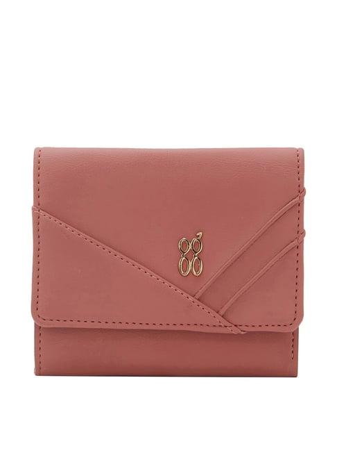 gg by baggit nancy diego  pink textured tri-fold wallet for women