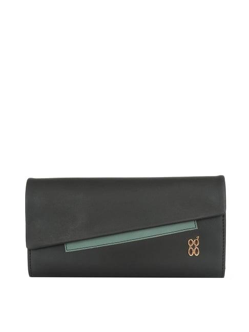 gg by baggit trinica black solid tri-fold wallet for women