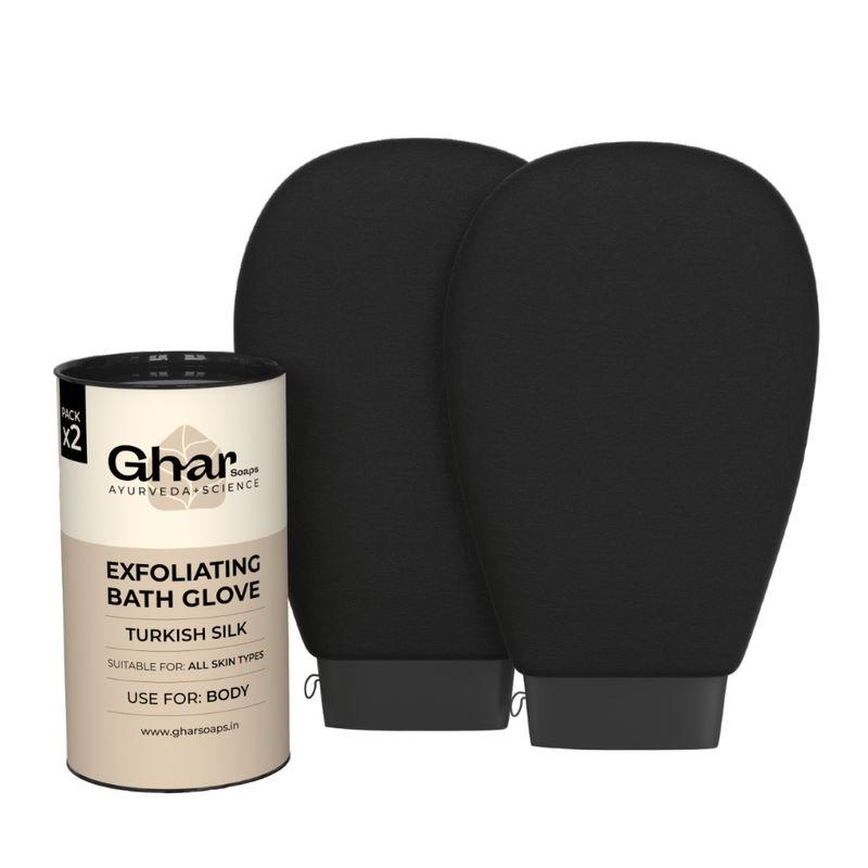 ghar soaps exfoliating bath glove black - pack of 2