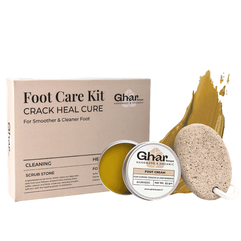 ghar soaps foot cream kit for cracked heels with scrub stone for women & men (50 gm)
