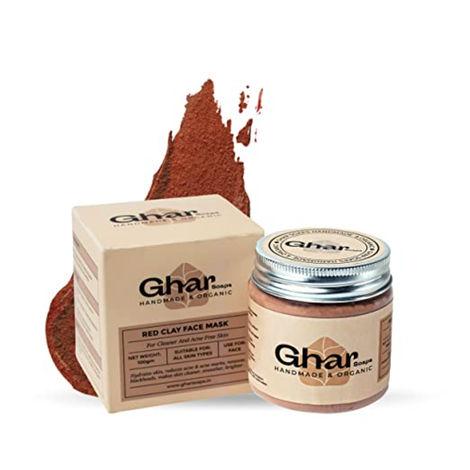 ghar soaps red clay face mask for women & men (100 gm)