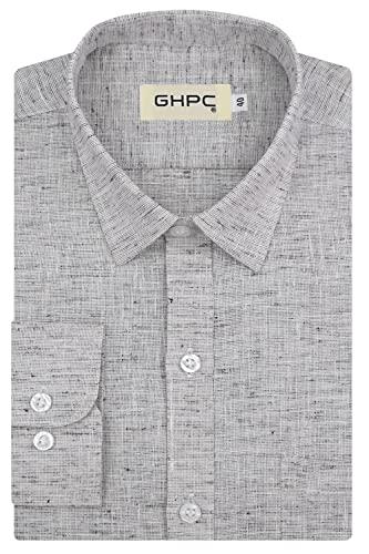 ghpc cotton linen plain solid full sleeves regular fit formal shirt for men (forest green, fsf204338_46)