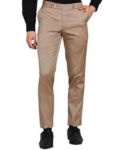 ghpc stylish slim fit khaki polyester formal pant for men | mens fashion pin checks wear dress trousers pants for office or party (ft100202 34)