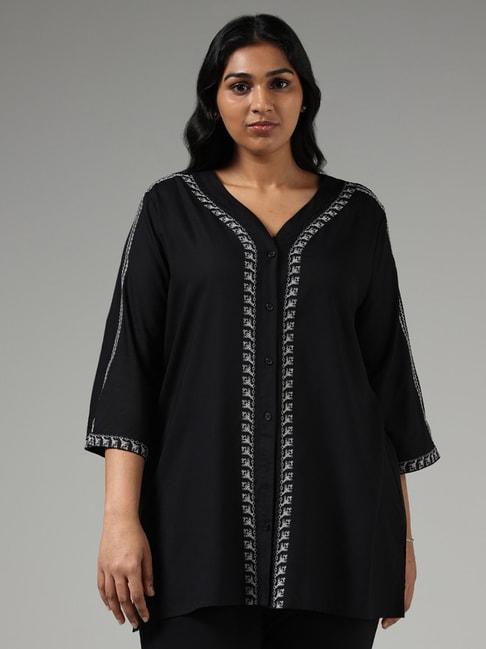 gia by westside black button down tunic