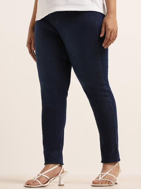 gia by westside blue tapered fit mid rise jeans