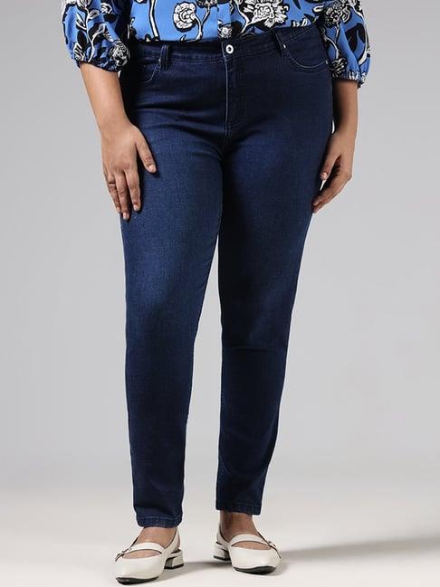 gia by westside dark blue mid rise jeans