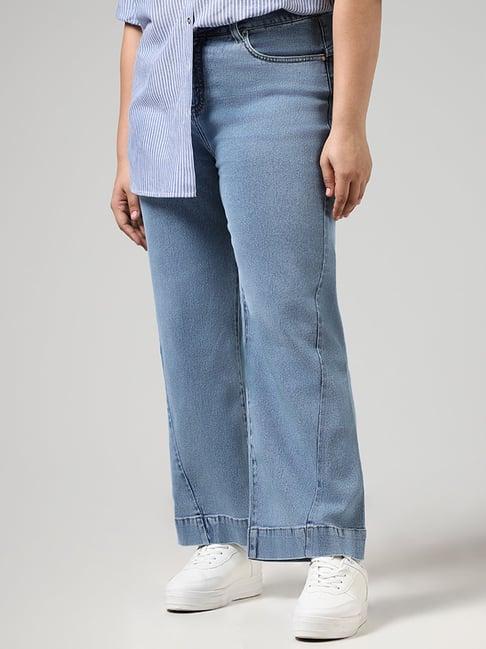 gia by westside light blue seam detail denim jeans