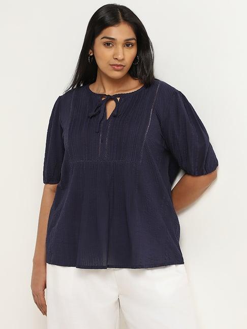 gia by westside navy tie neck top
