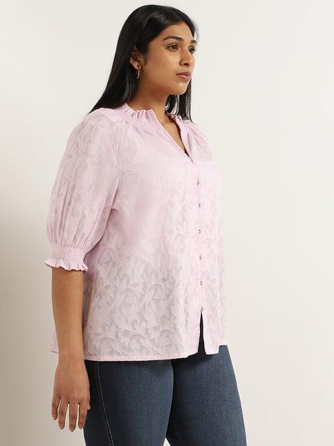 gia by westside pink self-patterned top
