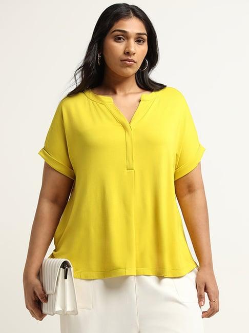 gia by westside yellow relaxed-fit top