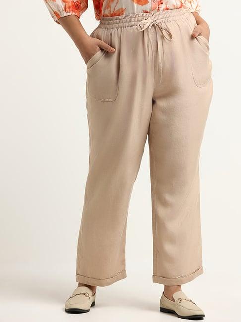 gia by westside beige mid rise straight pants
